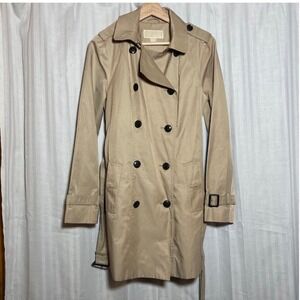Michael Kors Womens Double Breasted Belted Trench Coat Tan Khaki Small Normcore